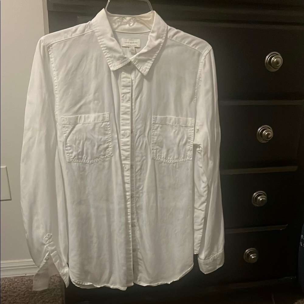 Lucky Brand White Button Down Shirt with Long Sleeves
